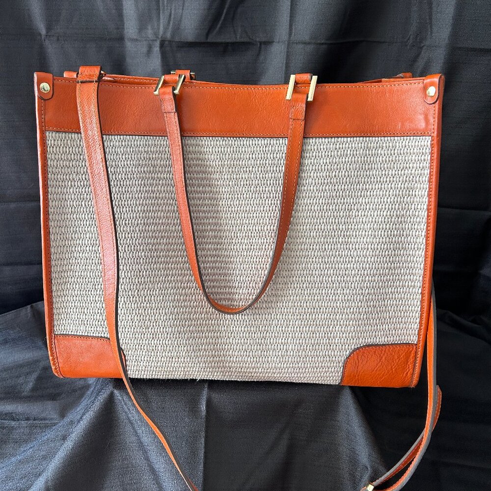 Anna Paola Italian Leather and Straw Handbag - like new!